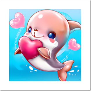 Sweet Baby Valentine Dolphin Posters and Art